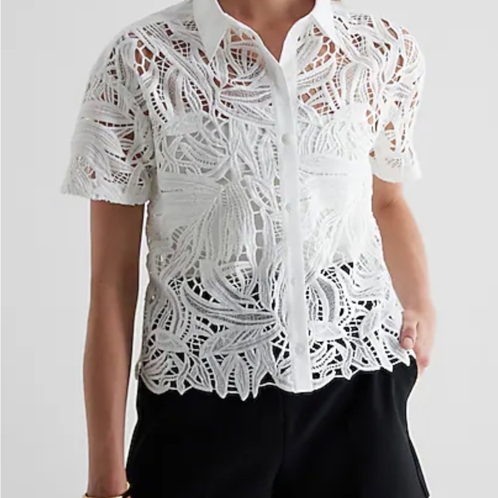 Express Women's White Lace Top